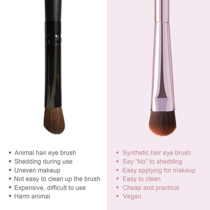 5-Piece Eye Makeup Brush Set - Portable Eyeshadow, Eyeliner, Eyebrow, Lip & Concealer Brushes with Travel Case (Pink)