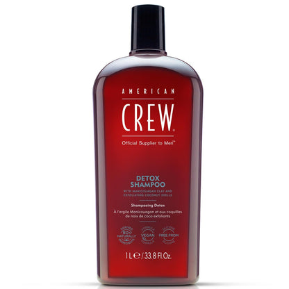 American Crew Detox Shampoo for Men - Naturally Derived, Vegan Formula, Citrus Mint Fragrance, 33.8 Fl Oz