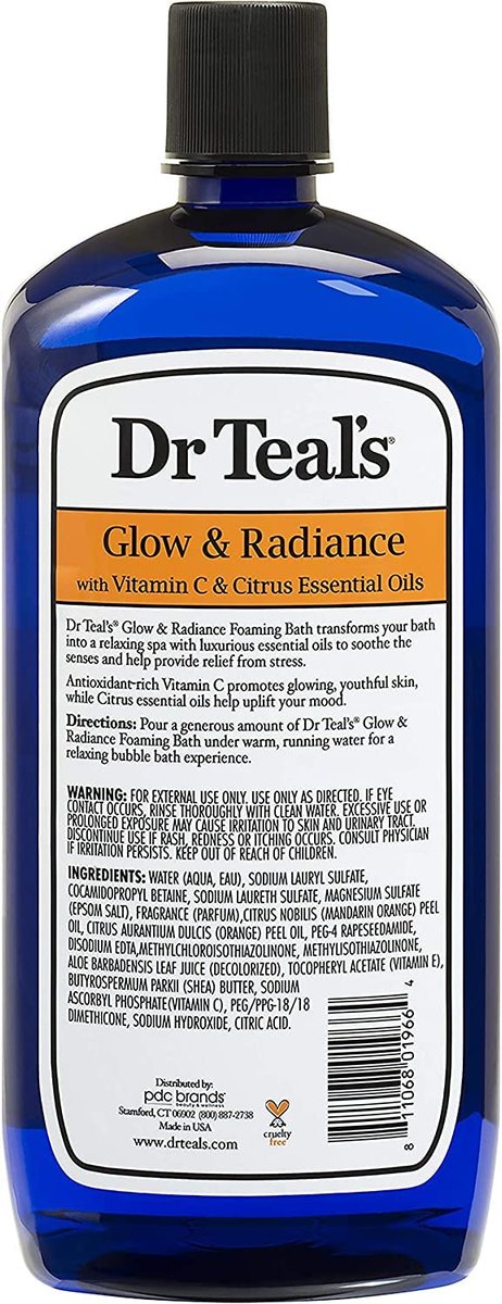 Dr Teal's Foaming Bath Combo Pack – Moisturizing Shea Butter & Almond Oil + Glow & Radiance with Vitamin C and Citrus Essential Oils (68 fl oz Total) Avelisse