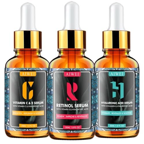 AIWEI Facial Serum Set: Vitamin C, Retinol & Hyaluronic Acid – Day & Night Anti-Aging Serum for Glowing Skin - görsel 1