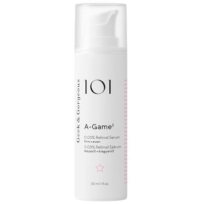 Geek & Gorgeous A-Game 5 - 0.05% Retinal Serum - Lightweight, Medium-Strength Retinal for All Skin Types, Especially Combination & Oily Skin, 1 oz Avelisse