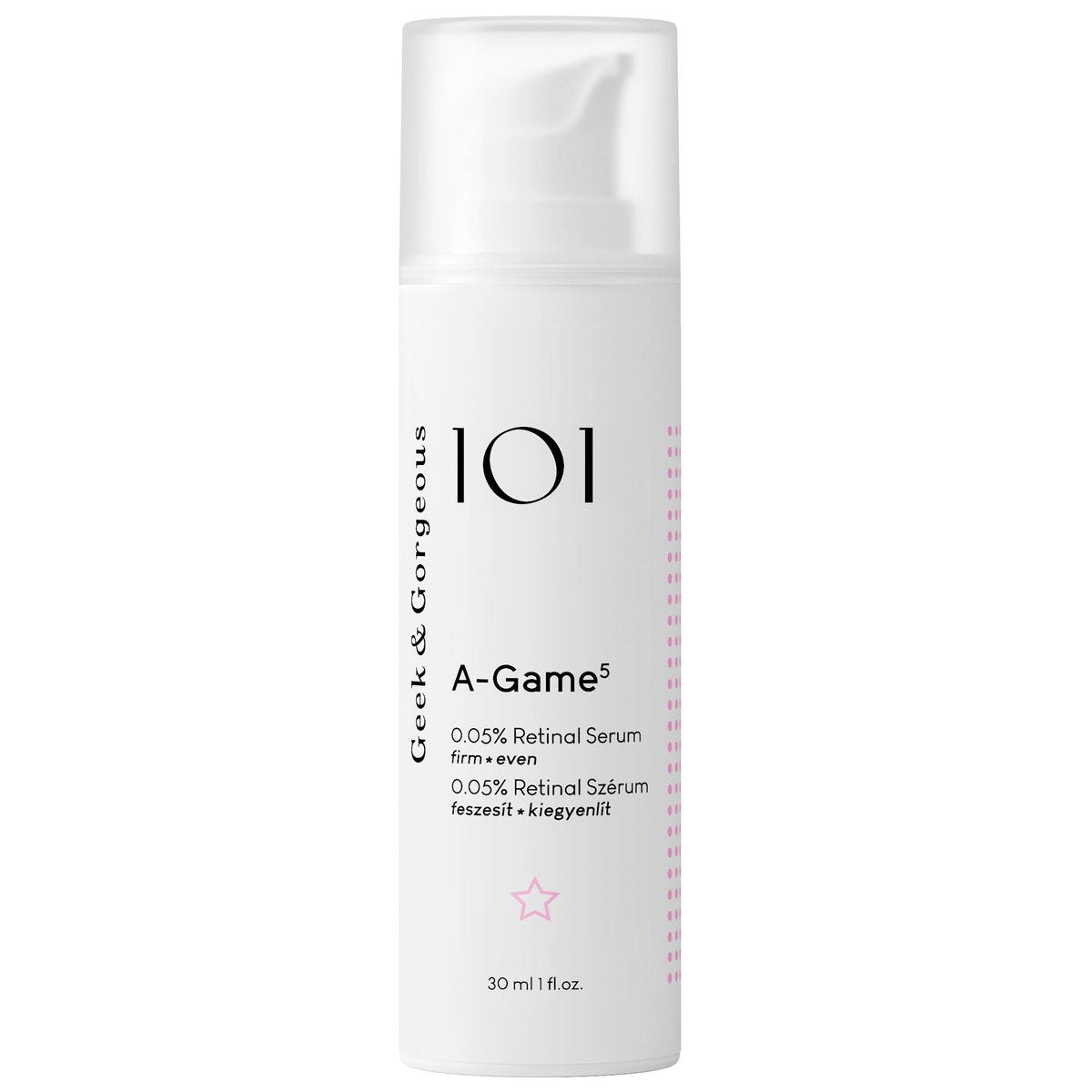 Geek & Gorgeous A-Game 5 - 0.05% Retinal Serum - Lightweight, Medium-Strength Retinal for All Skin Types, Especially Combination & Oily Skin, 1 oz Avelisse