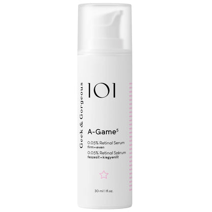 Geek & Gorgeous A-Game 5 - 0.05% Retinal Serum - Lightweight, Medium-Strength Retinal for All Skin Types, Especially Combination & Oily Skin, 1 oz Avelisse