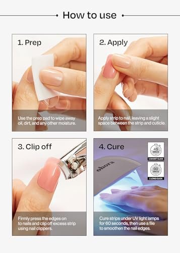 Ohora Semi Cured Gel Nail Strips - N Newtro No.1 - White & Metallic - 34 Piece Set - görsel 12