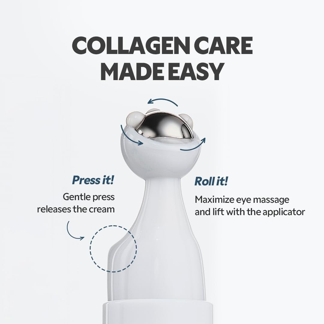 TIRTIR Collagen Lifting Eye Cream with Roller Applicator – Wrinkle Spot Treatment, Revitalizing Moisturizer for Under Eye Bags & Fine Lines, Lift Treatment for Men & Women Avelisse