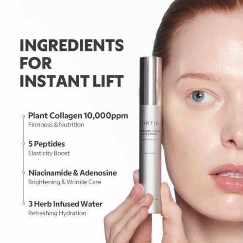 TIRTIR Collagen Lifting Eye Cream with Roller Applicator – Wrinkle Spot Treatment, Revitalizing Moisturizer for Under Eye Bags & Fine Lines, Lift Treatment for Men & Women Avelisse