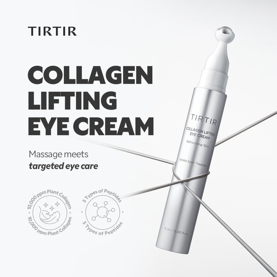 TIRTIR Collagen Lifting Eye Cream with Roller Applicator – Wrinkle Spot Treatment, Revitalizing Moisturizer for Under Eye Bags & Fine Lines, Lift Treatment for Men & Women Avelisse