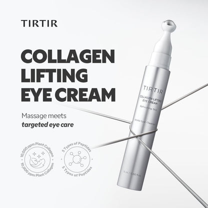 TIRTIR Collagen Lifting Eye Cream with Roller Applicator – Wrinkle Spot Treatment, Revitalizing Moisturizer for Under Eye Bags & Fine Lines, Lift Treatment for Men & Women Avelisse