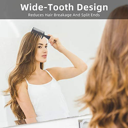 3 Pieces Styling Comb Set - Texturizing, Tri-Comb, Double Side Brushes, Wide Tooth Shaping and Teasing Wet Tools for Long, Thick, Curly Hair