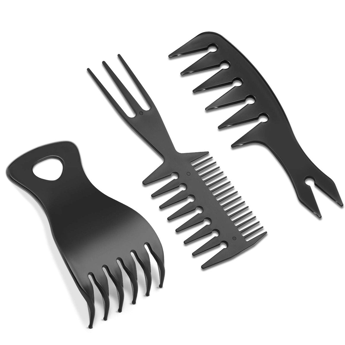 3 Pieces Styling Comb Set - Texturizing, Tri-Comb, Double Side Brushes, Wide Tooth Shaping and Teasing Wet Tools for Long, Thick, Curly Hair - görsel 2