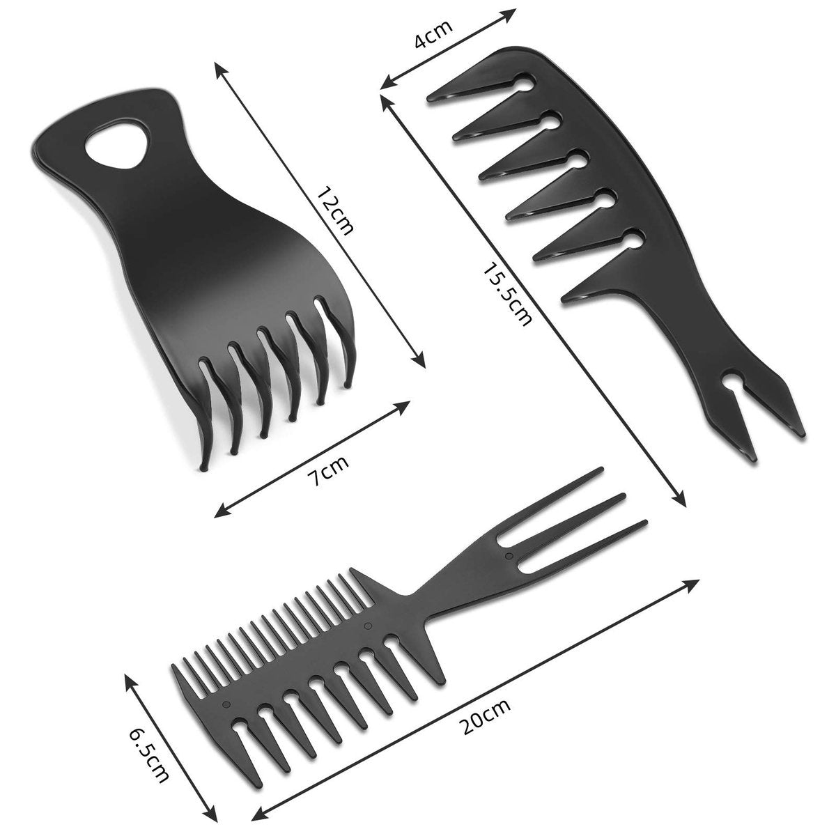 3 Pieces Styling Comb Set - Texturizing, Tri-Comb, Double Side Brushes, Wide Tooth Shaping and Teasing Wet Tools for Long, Thick, Curly Hair - görsel 14