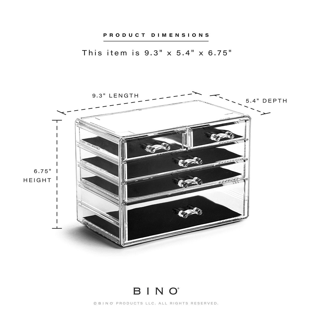 BINO The Manhattan Series Acrylic Makeup Drawer Organizer - 3 Large & 2 Small Drawers, Clear Beauty Storage for Cosmetics, Jewelry & Vanity Accessories - görsel 5