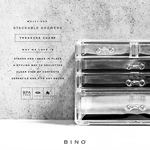 BINO The Manhattan Series Acrylic Makeup Drawer Organizer - 3 Large & 2 Small Drawers, Clear Beauty Storage for Cosmetics, Jewelry & Vanity Accessories - görsel 4