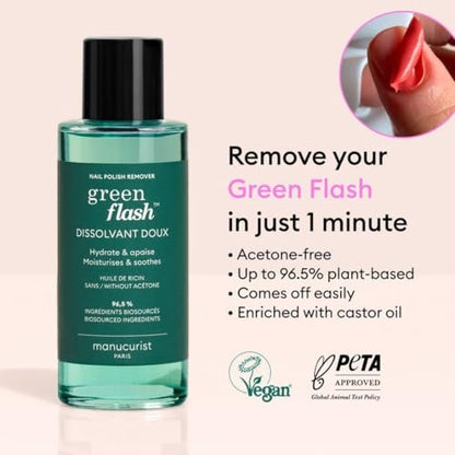 Manucurist Green Flash Gel Nail Polish Remover – Plant-Based, Acetone-Free, Floral Scent – 3.38 fl oz