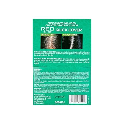 Red by Kiss Color Change Shampoo – Permanent Hair Color with 100% Gray Coverage, Quick 7-10 Minute Formula, No Tools Needed, Herbal Extracts, Natural Black (3 Pack) Avelisse