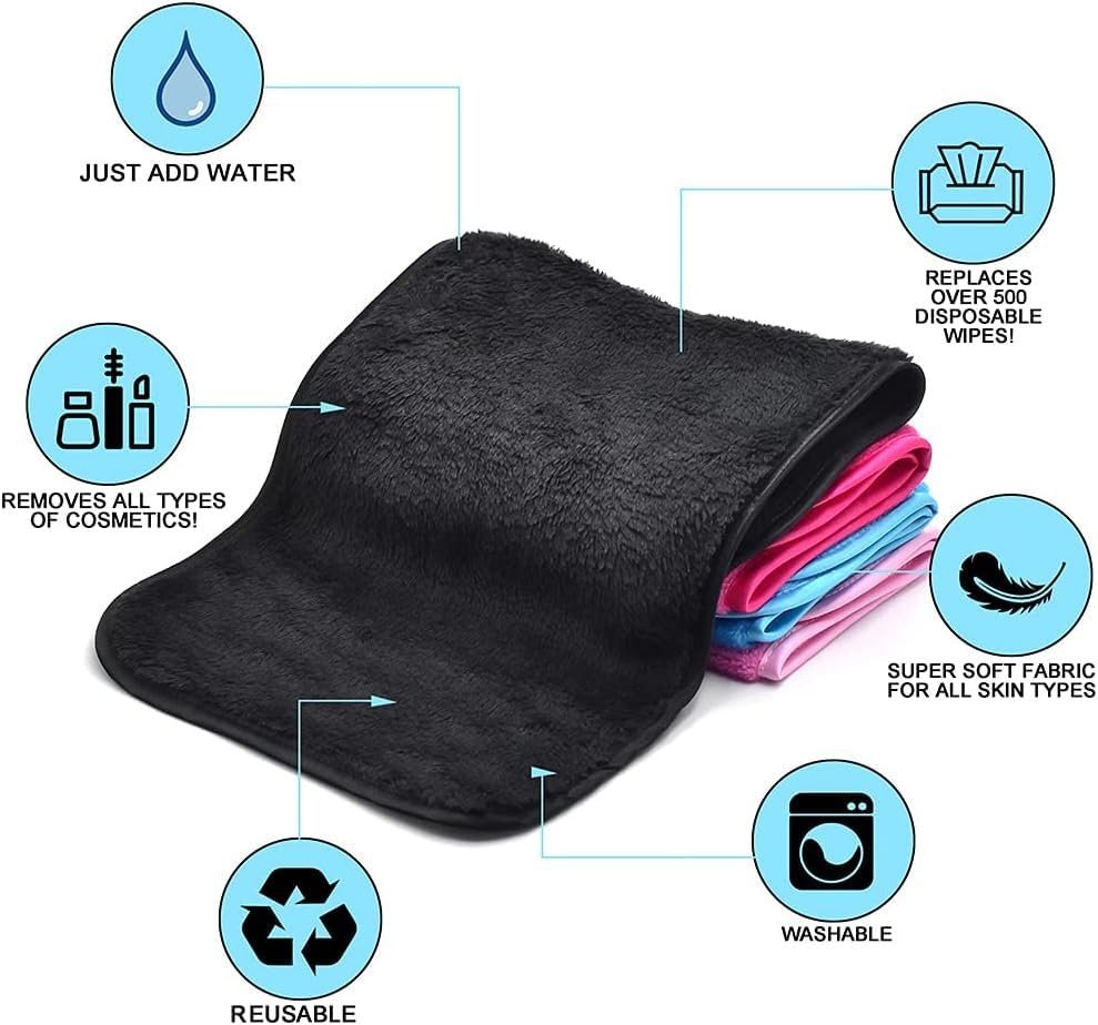 UWEME Makeup Remover Cloths 4 Count - Reusable Microfiber Face Towels, Fast Drying Washcloths - görsel 3
