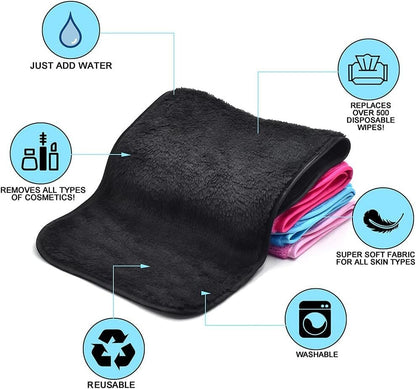 UWEME Makeup Remover Cloths 4 Count - Reusable Microfiber Face Towels, Fast Drying Washcloths