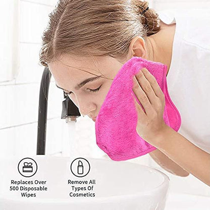 UWEME Makeup Remover Cloths 4 Count - Reusable Microfiber Face Towels, Fast Drying Washcloths