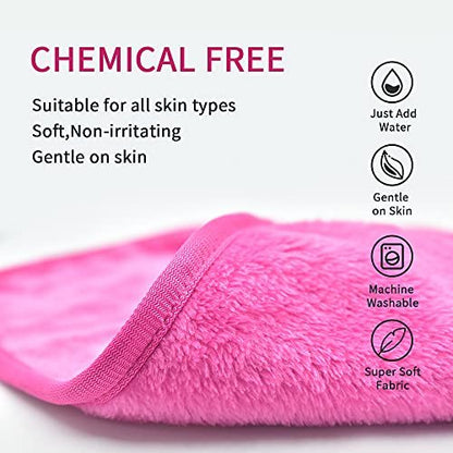 UWEME Makeup Remover Cloths 4 Count - Reusable Microfiber Face Towels, Fast Drying Washcloths