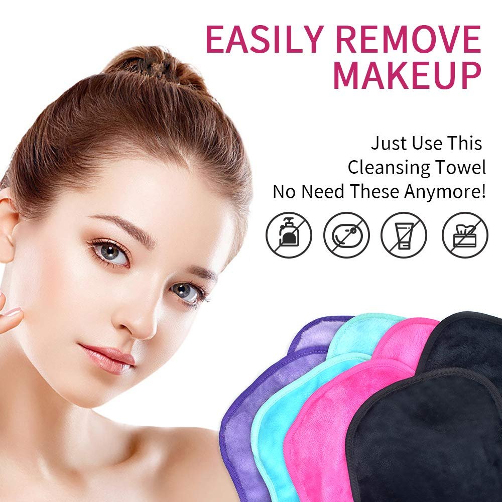 UWEME Makeup Remover Cloths 4 Count - Reusable Microfiber Face Towels, Fast Drying Washcloths - görsel 12