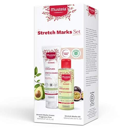 Mustela Maternity Stretch Marks Set – Natural Pregnancy Skincare, EWG Verified, Fragrance-Free (Cream & Oil, 2 Count) Avelisse