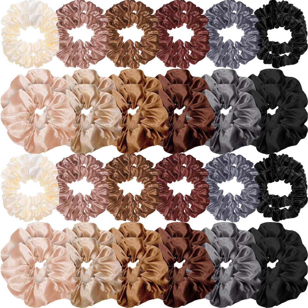 Hanaive 48 Pieces Satin Silk Scrunchies – Gentle Elastic Hair Bands for Women and Girls, Multicolor - görsel 1