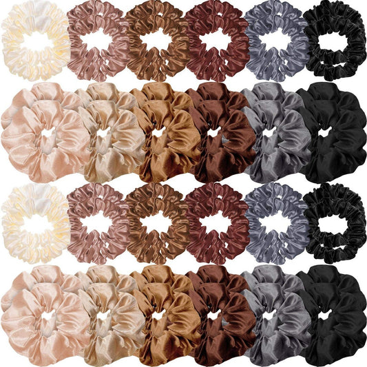 Hanaive 48 Pieces Satin Silk Scrunchies – Gentle Elastic Hair Bands for Women and Girls, Multicolor