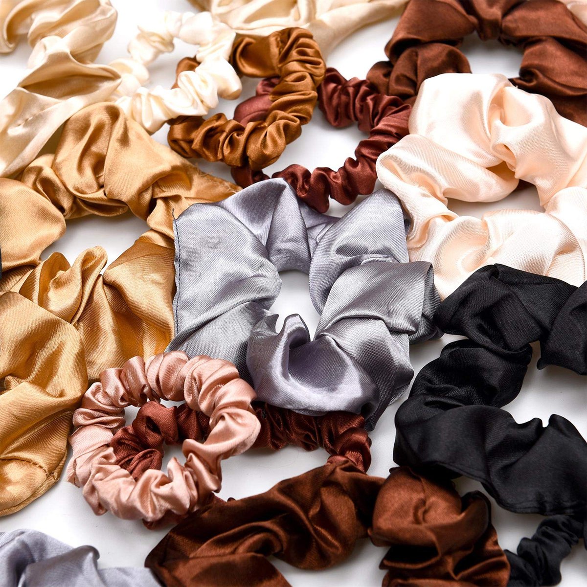 Hanaive 48 Pieces Satin Silk Scrunchies – Gentle Elastic Hair Bands for Women and Girls, Multicolor - görsel 9