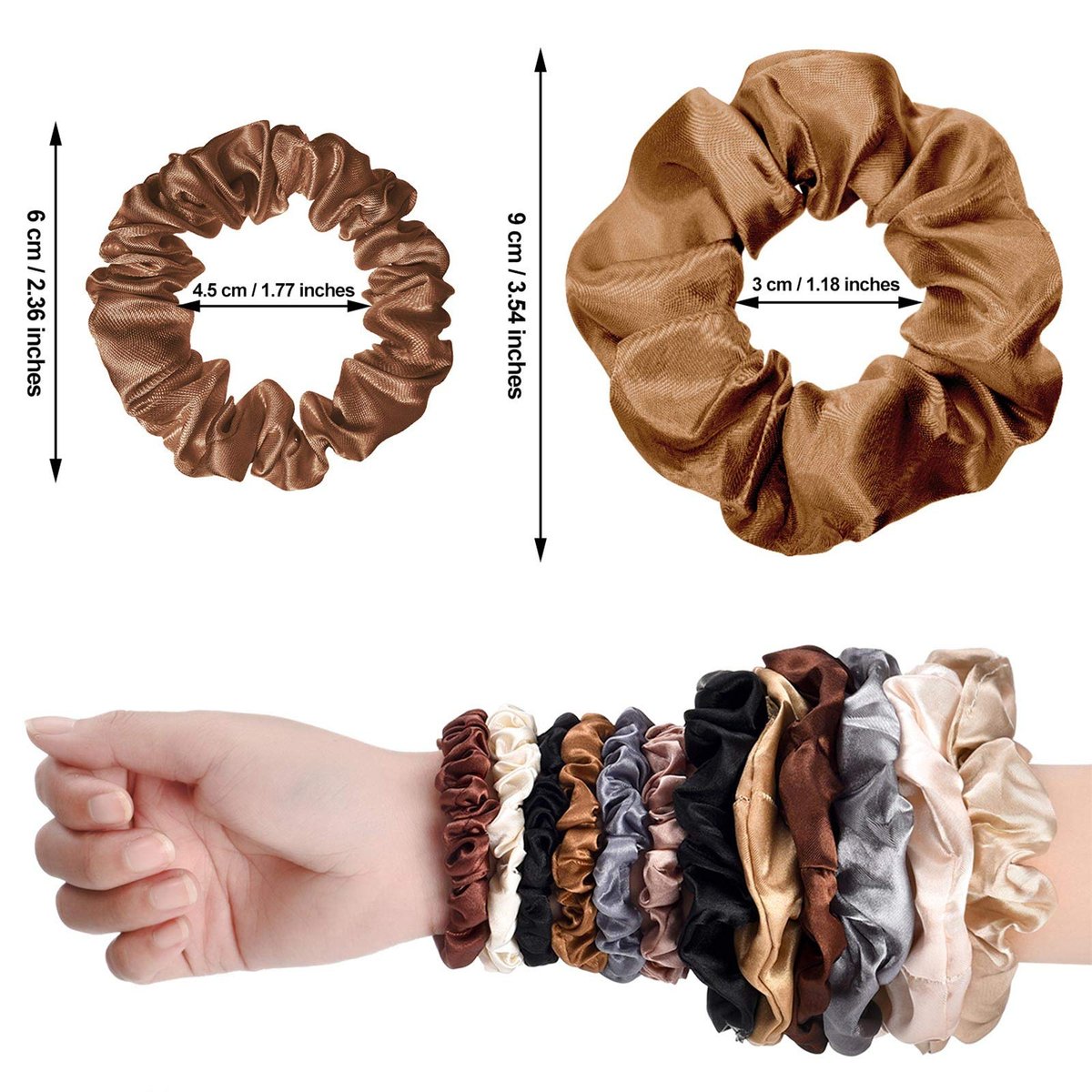 Hanaive 48 Pieces Satin Silk Scrunchies – Gentle Elastic Hair Bands for Women and Girls, Multicolor - görsel 7