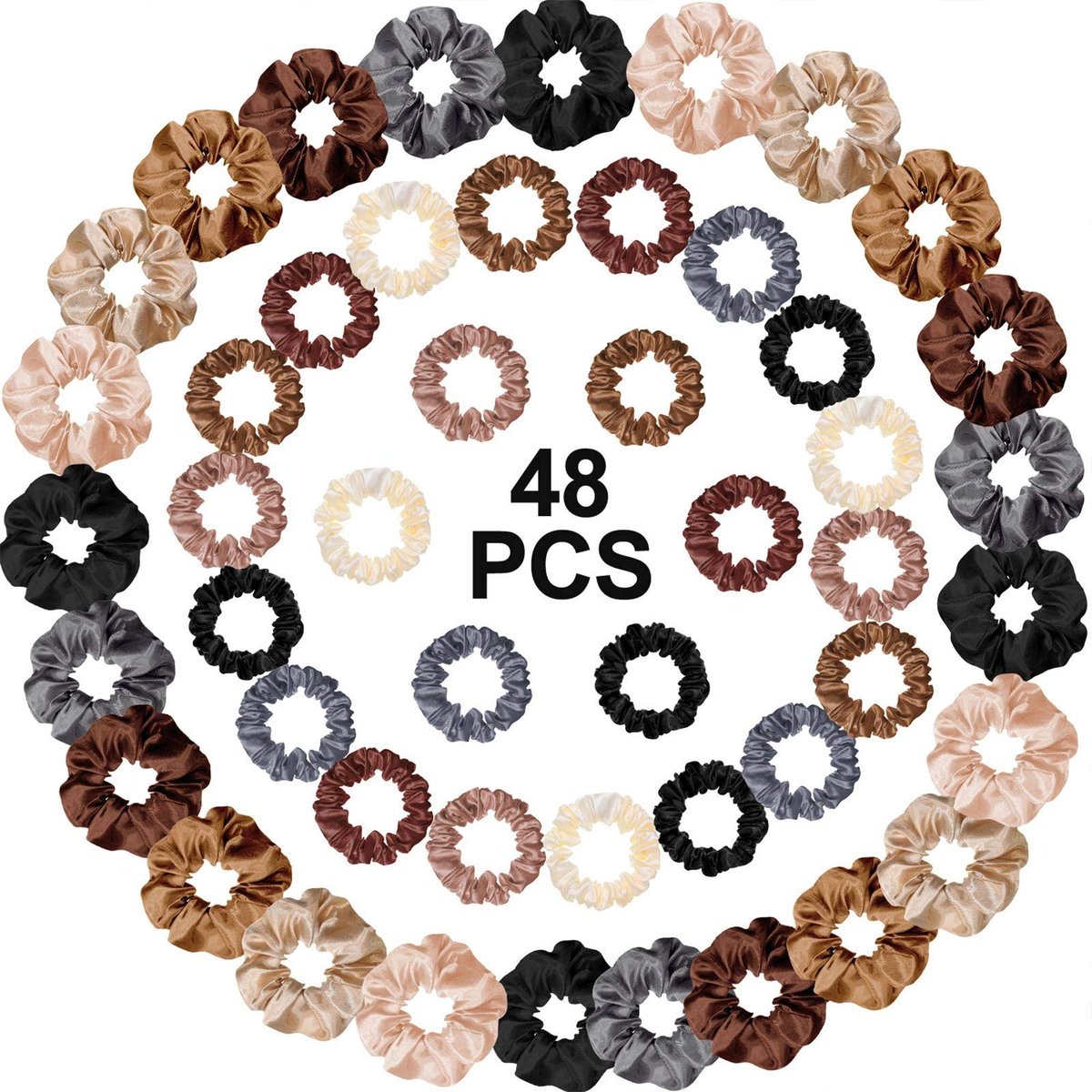 Hanaive 48 Pieces Satin Silk Scrunchies – Gentle Elastic Hair Bands for Women and Girls, Multicolor - görsel 3
