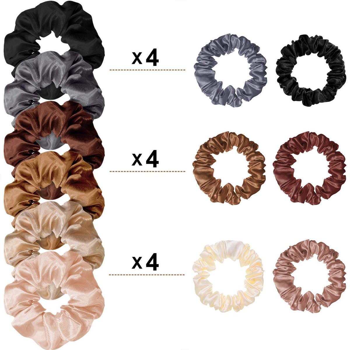 Hanaive 48 Pieces Satin Silk Scrunchies – Gentle Elastic Hair Bands for Women and Girls, Multicolor - görsel 5