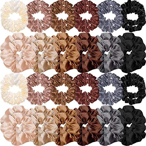 Hanaive 48 Pieces Satin Silk Scrunchies – Gentle Elastic Hair Bands for Women and Girls, Multicolor - görsel 2