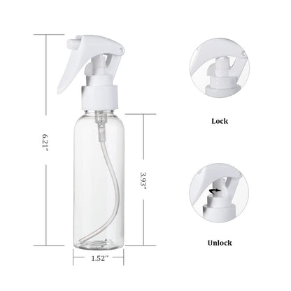 Travel Size Spray Bottle, 3.4oz/100ml Plastic Fine Mist Spray Bottle Set, 3-Pack Clear Trigger Sprayer with Funnel and Labels for Styling, Kitchen, Home, Office Cleaning Avelisse