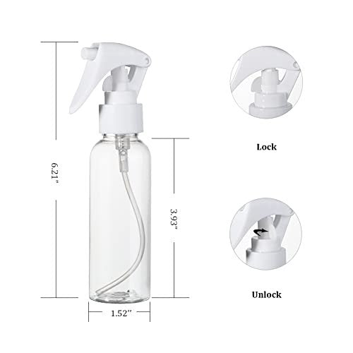 Travel Size Spray Bottle, 3.4oz/100ml Plastic Fine Mist Spray Bottle Set, 3-Pack Clear Trigger Sprayer with Funnel and Labels for Styling, Kitchen, Home, Office Cleaning Avelisse