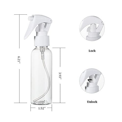 Travel Size Spray Bottle, 3.4oz/100ml Plastic Fine Mist Spray Bottle Set, 3-Pack Clear Trigger Sprayer with Funnel and Labels for Styling, Kitchen, Home, Office Cleaning Avelisse