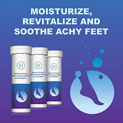 Diabetic Foot Soak Effervescent Tablets – Anti-Swelling, Rehydrating Foot Care with Essential Nutrients, 96 Tablets (3 Tubes) by Nerve Spa Avelisse