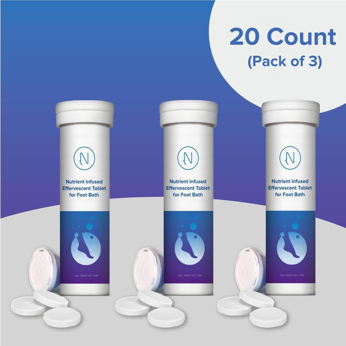 Diabetic Foot Soak Effervescent Tablets – Anti-Swelling, Rehydrating Foot Care with Essential Nutrients, 96 Tablets (3 Tubes) by Nerve Spa Avelisse
