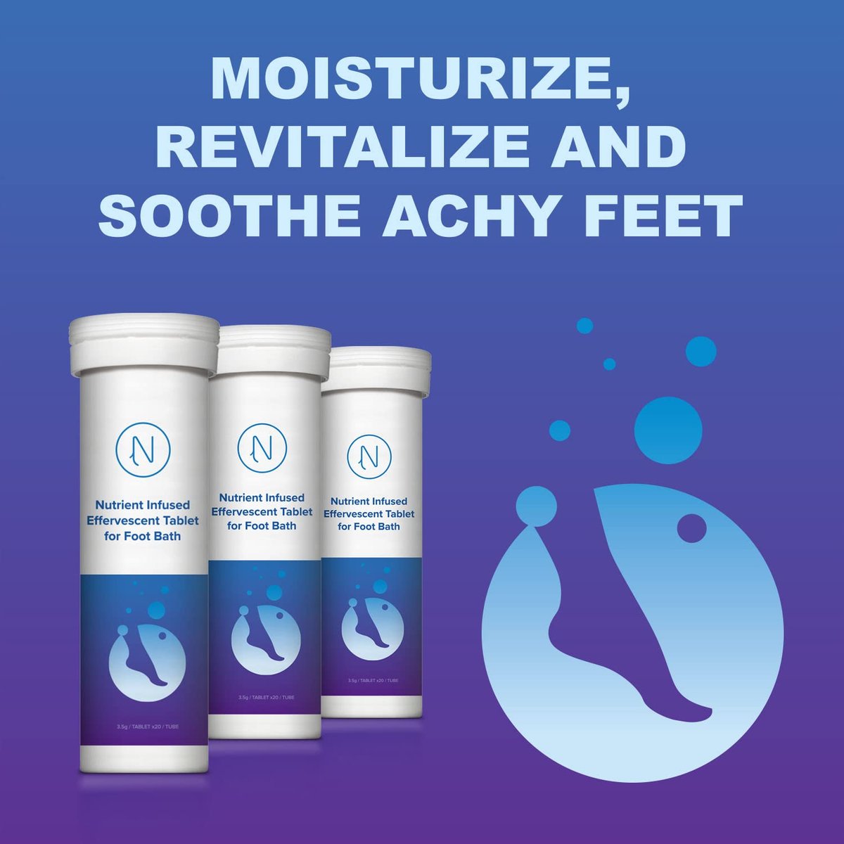 Diabetic Foot Soak Effervescent Tablets – Anti-Swelling, Rehydrating Foot Care with Essential Nutrients, 96 Tablets (3 Tubes) by Nerve Spa Avelisse