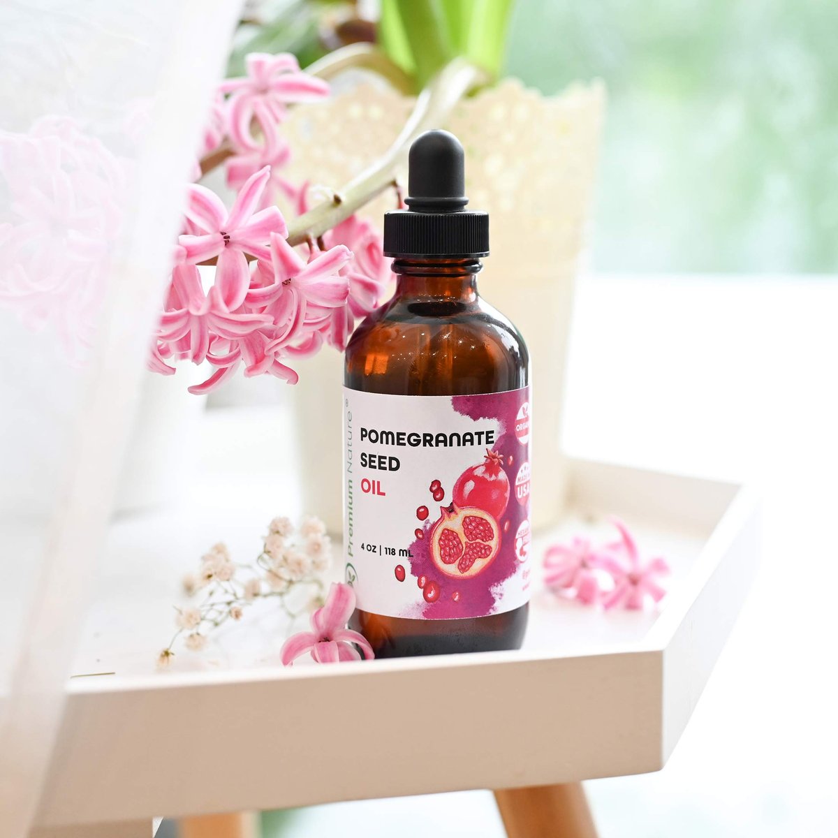 Premium Nature Pomegranate Seed Face Oil - 100% Pure Unrefined Cold Pressed, 4 oz Avelisse