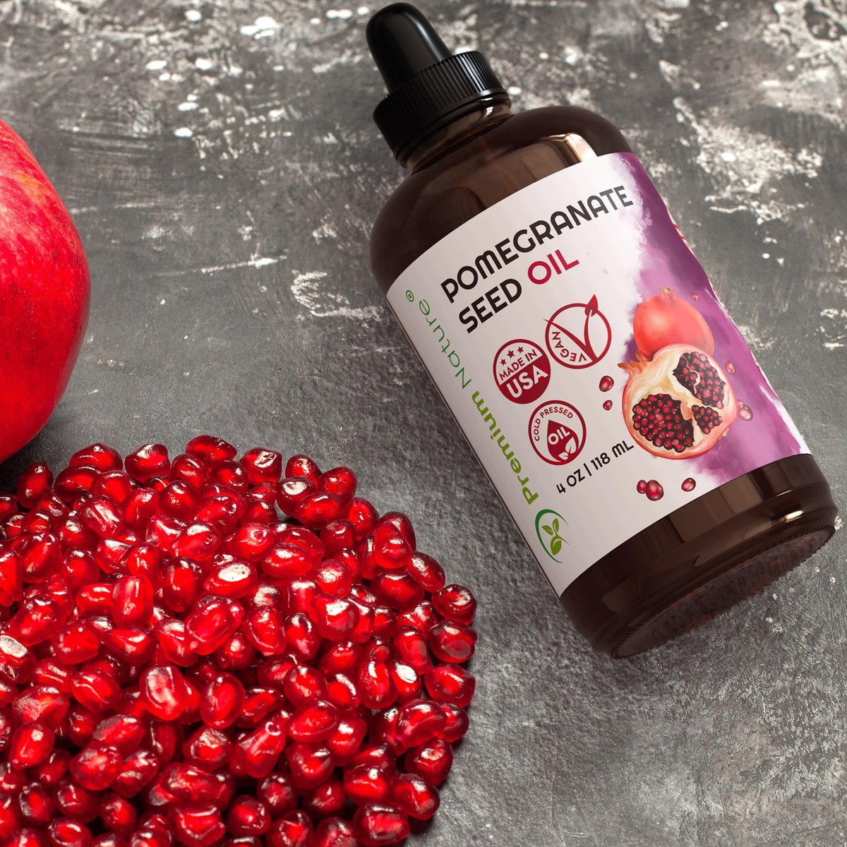 Premium Nature Pomegranate Seed Face Oil - 100% Pure Unrefined Cold Pressed, 4 oz Avelisse