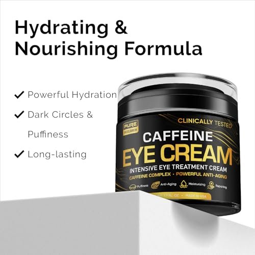 Caffeine Eye Cream for Anti-Aging, Dark Circles, Bags, Puffiness – Under Eye Skin & Face Tightening Treatment for Men & Women 1.7 oz Avelisse