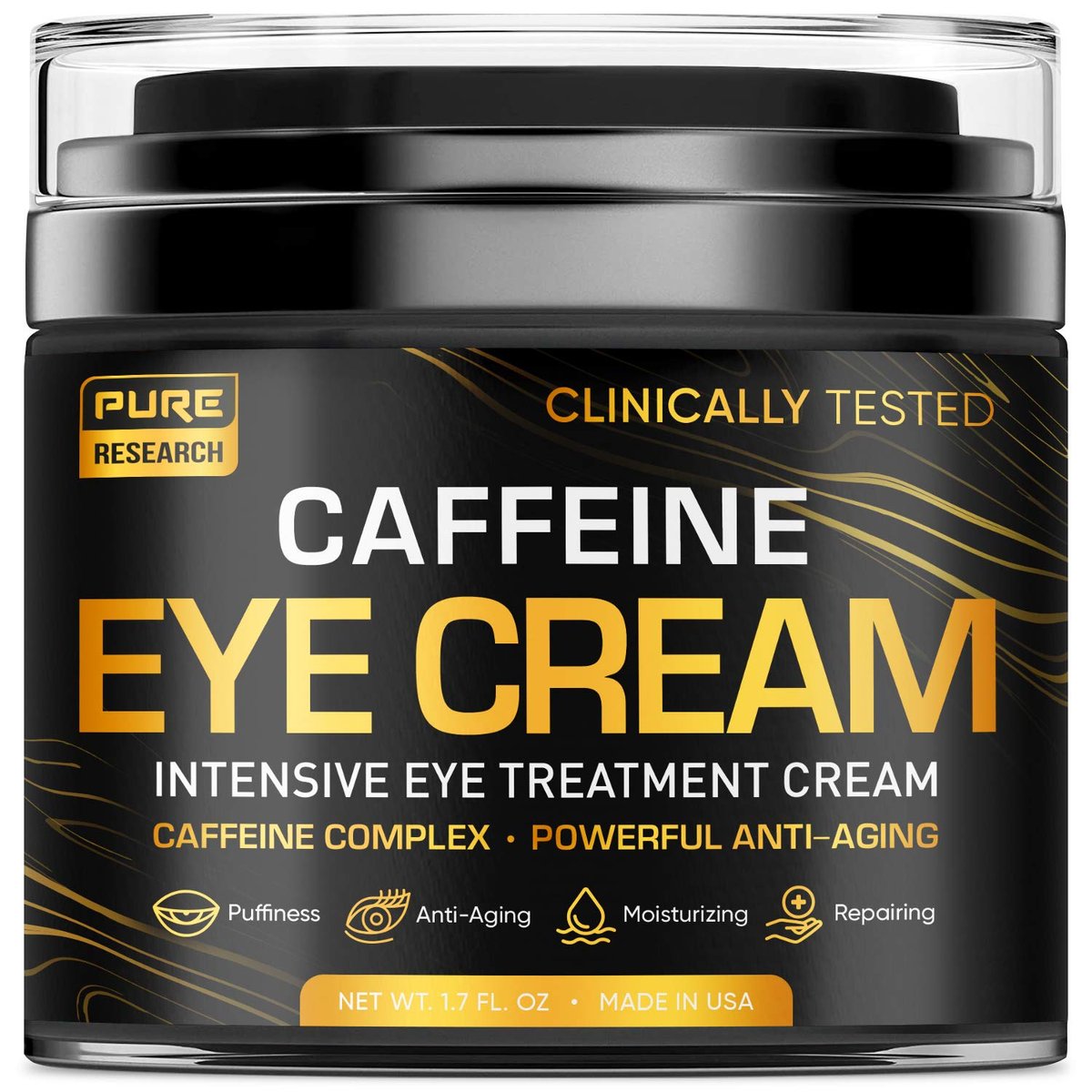 Caffeine Eye Cream for Anti-Aging, Dark Circles, Bags, Puffiness – Under Eye Skin & Face Tightening Treatment for Men & Women 1.7 oz Avelisse