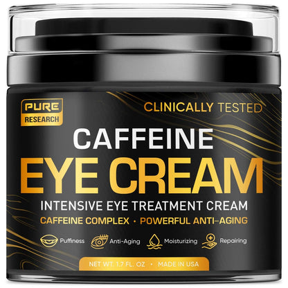 Caffeine Eye Cream for Anti-Aging, Dark Circles, Bags, Puffiness – Under Eye Skin & Face Tightening Treatment for Men & Women 1.7 oz Avelisse