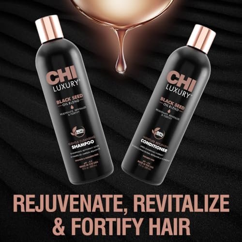 CHI Black Seed Oil Blend Gentle Cleansing Shampoo & Moisture Replenish Conditioner Set - 12 Fl Oz Each (Pack of 2) Avelisse