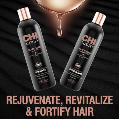 CHI Black Seed Oil Blend Gentle Cleansing Shampoo & Moisture Replenish Conditioner Set - 12 Fl Oz Each (Pack of 2) Avelisse