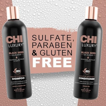 CHI Black Seed Oil Blend Gentle Cleansing Shampoo & Moisture Replenish Conditioner Set - 12 Fl Oz Each (Pack of 2) Avelisse