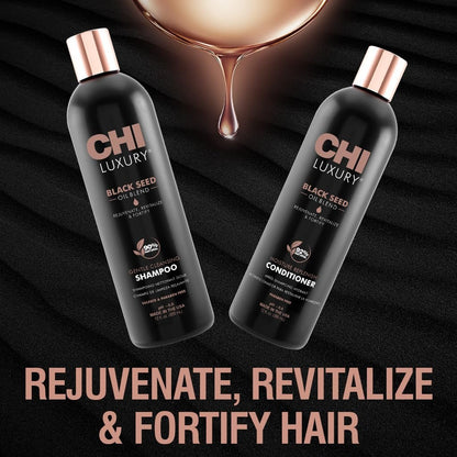 CHI Black Seed Oil Blend Gentle Cleansing Shampoo & Moisture Replenish Conditioner Set - 12 Fl Oz Each (Pack of 2) Avelisse