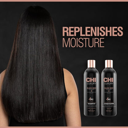 CHI Black Seed Oil Blend Gentle Cleansing Shampoo & Moisture Replenish Conditioner Set - 12 Fl Oz Each (Pack of 2) Avelisse