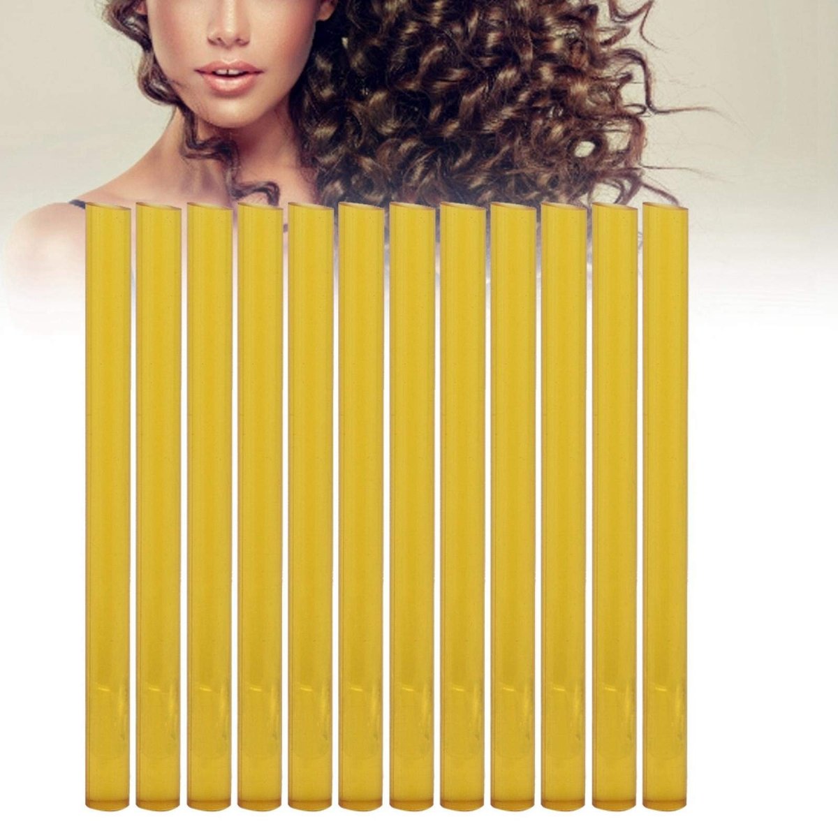 12Pcs Professional Hair Extensions Sticks - Yellow Hot Glue Adhesive for Wig & Hair Extension Application - görsel 9