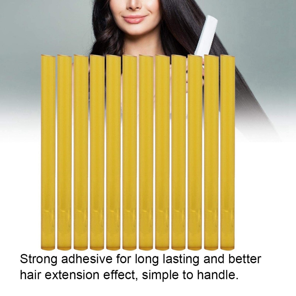 12Pcs Professional Hair Extensions Sticks - Yellow Hot Glue Adhesive for Wig & Hair Extension Application - görsel 7